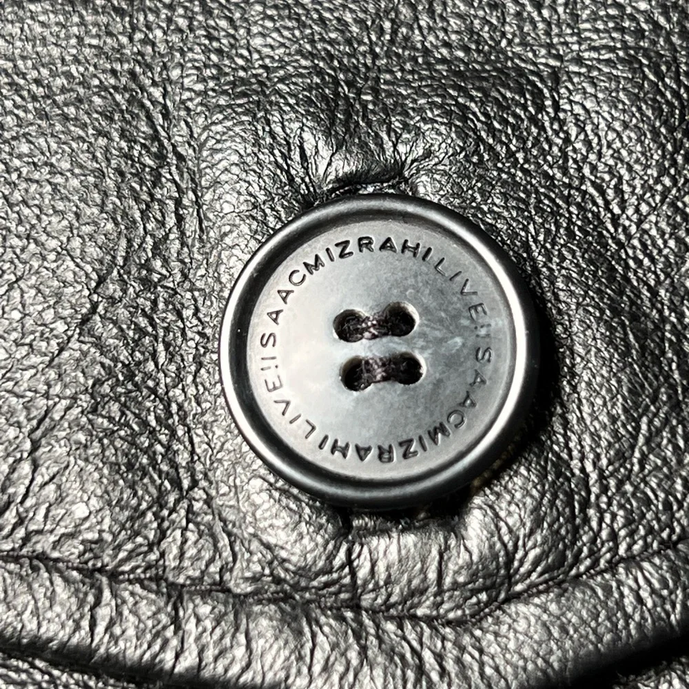 Isaac Mizrahi Live! Black Leather Coat Jacket, size medium Retro Indie Grunge - Picture 3 of 13